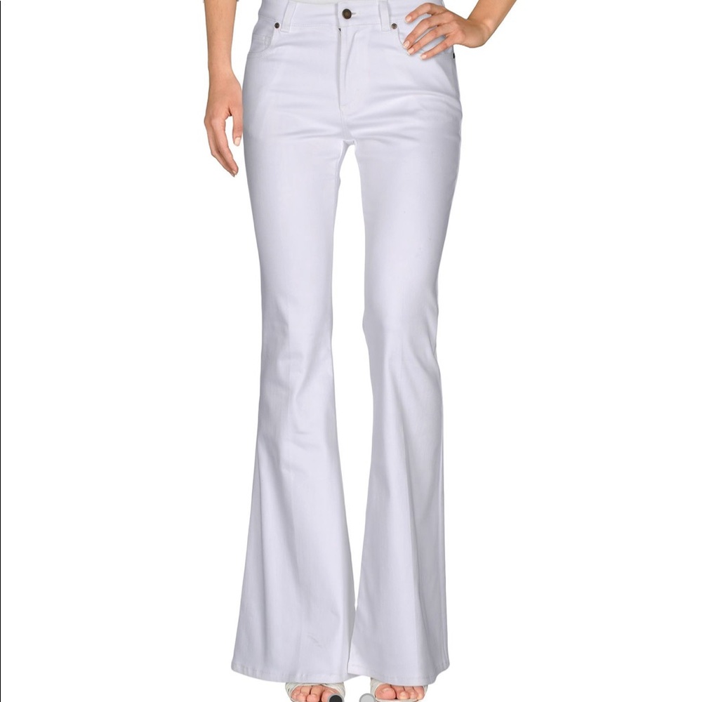 NWOT Tom Ford White Denim Wide Leg Flare Cut Jeans